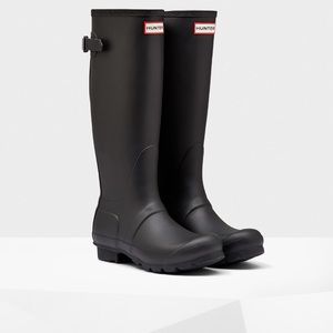 Matte black hunter boots